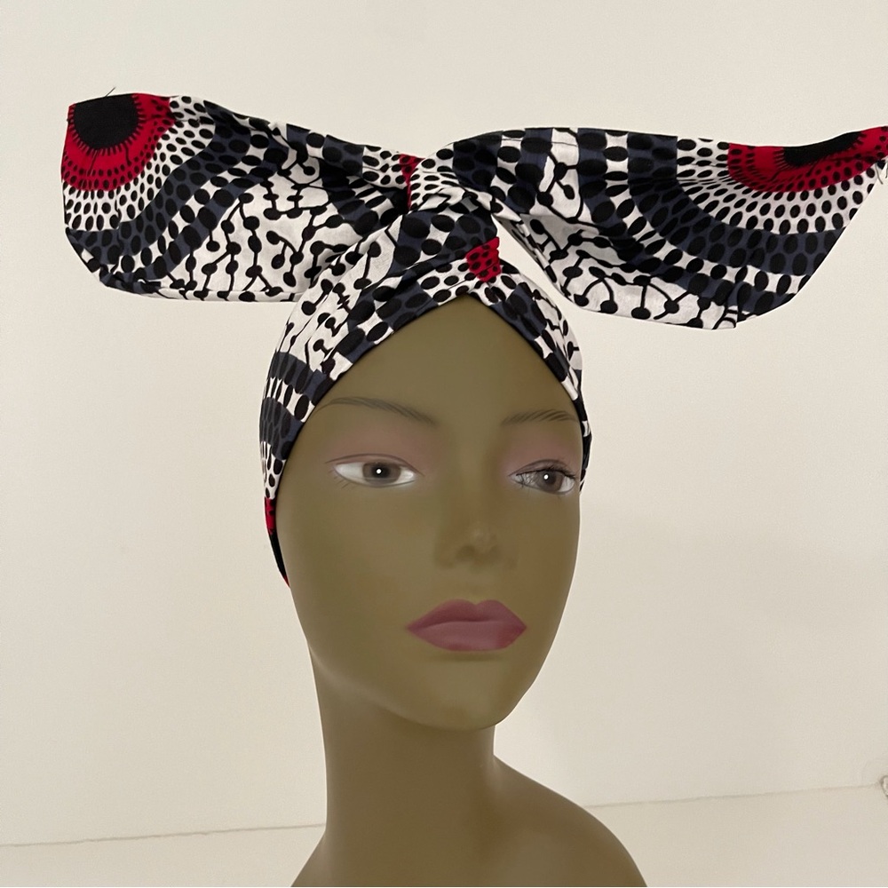 Stylish Black and Red Patterned Wide Wire Wrap Handmade Wired Headband